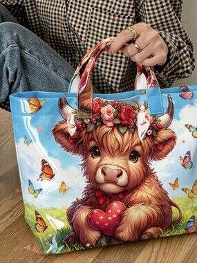 Rustic Farm Shabby Chic Shoulder Butterfly Cow Tote